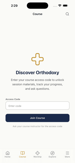 Course screen showing session progress and milestones